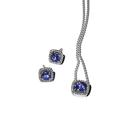 Pandora Sparkling Square Blue Halo Jewelry Gift Set