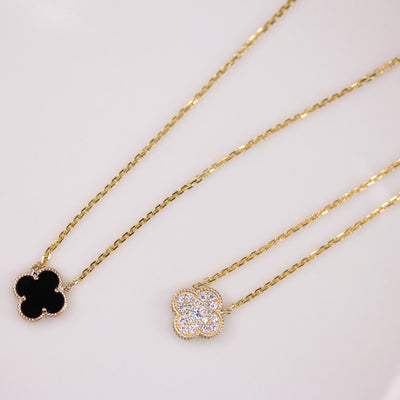 14KY Diamond Clover Pendant Necklace