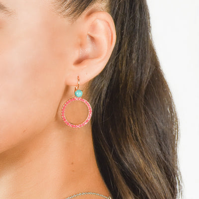 Mariana "Happiness-Turquoise" Circle Leverback Earrings