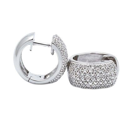 Silver & Diamond Small Hug Hoop Earrings