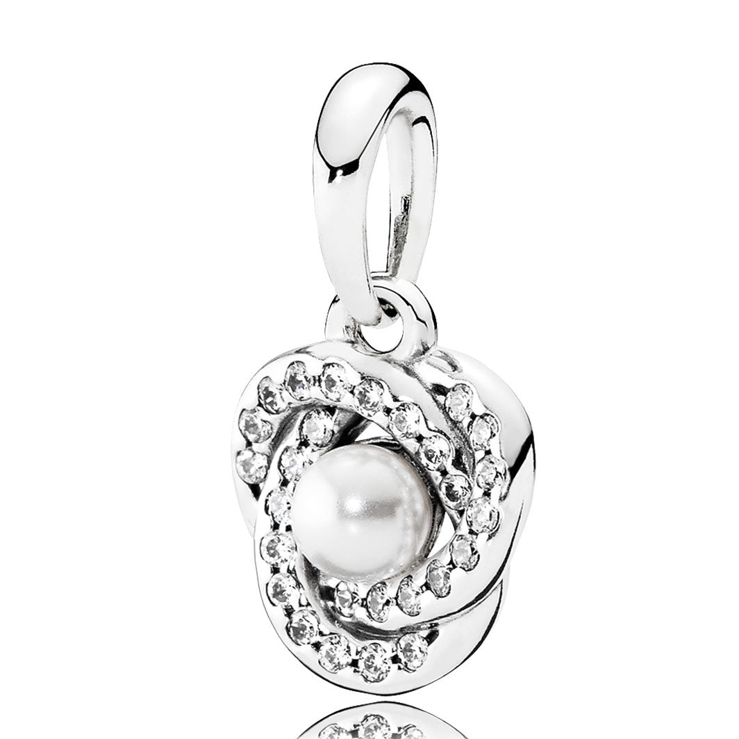 Pandora Luminous Love Knot, White Crystal Pearl & Clear CZ Pendant