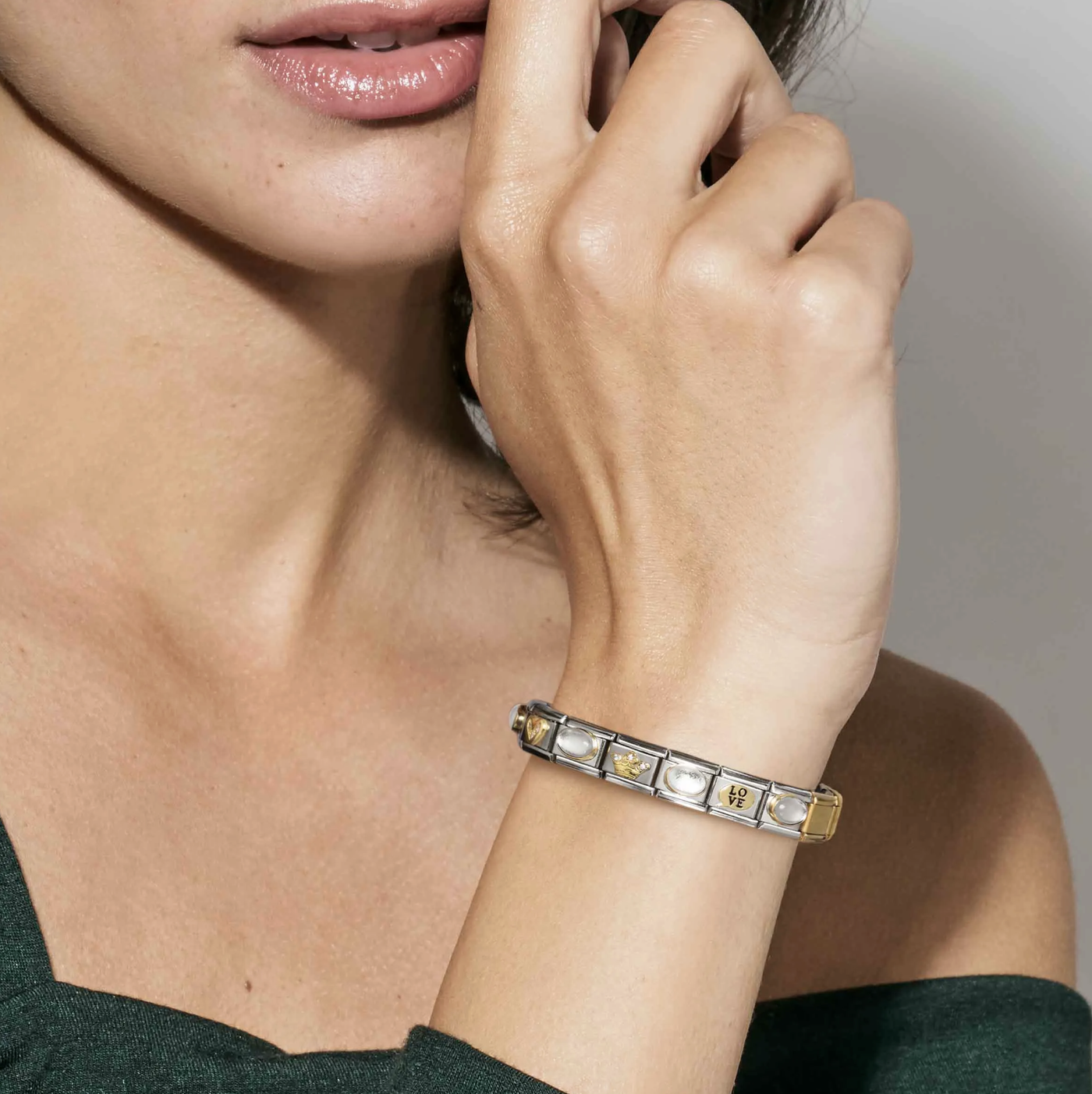 Composable Classic Link, Heart Bow Glitter