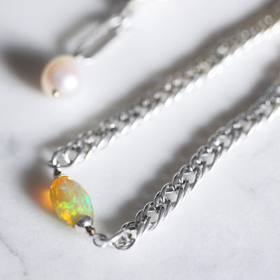 Ethiopian Opal & Freshwater Pearl Necklace