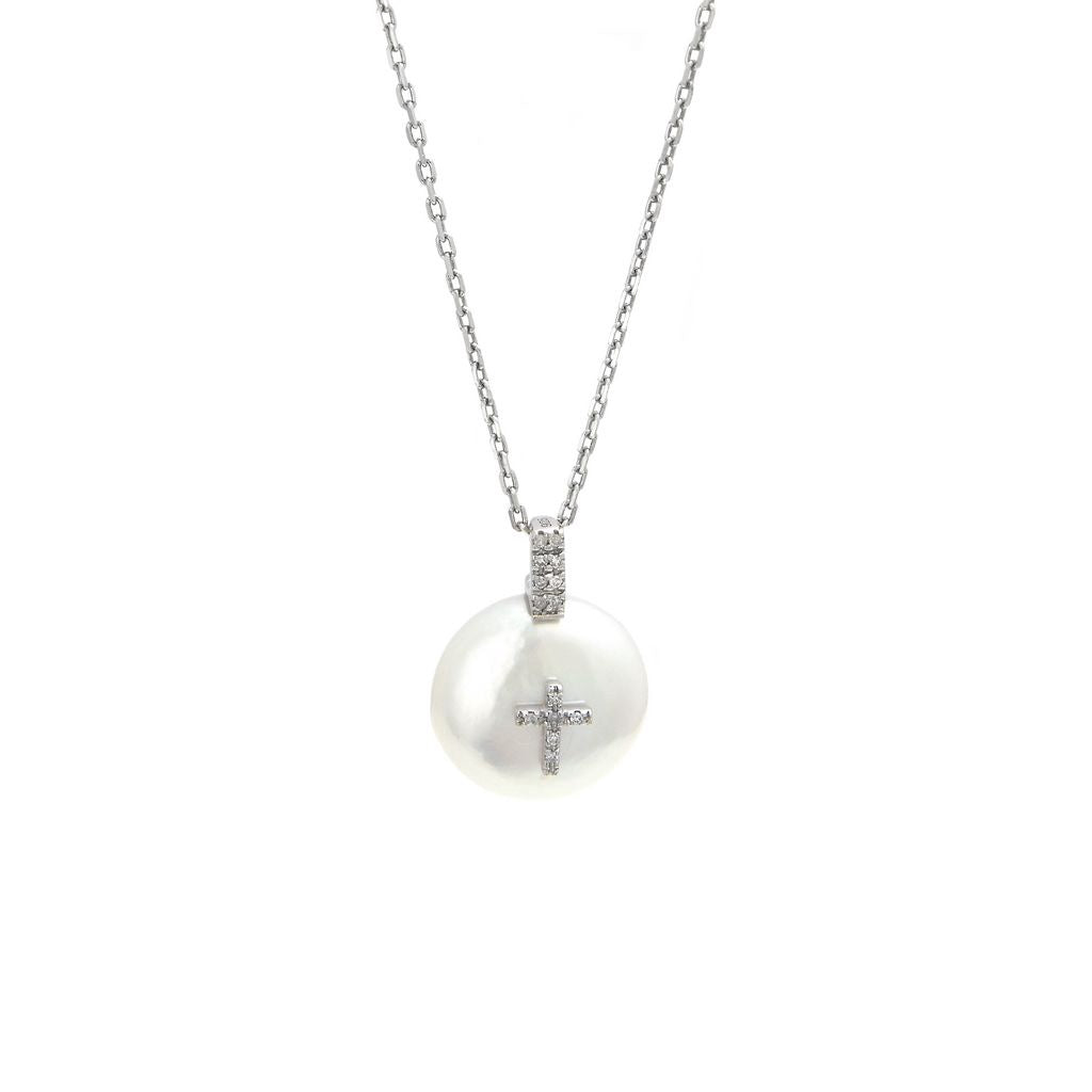 Pearl w/ Cross Necklace