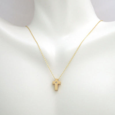 14k YG Cross w/ Diamond Necklace