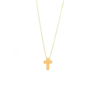14k YG Cross w/ Diamond Necklace