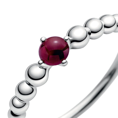 Pandora January Dark Red Beaded Ring