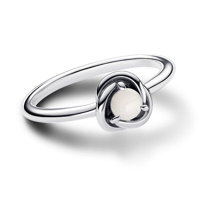 June White Bioresin Man-Made Mother of Pearl Eternity Circle Ring