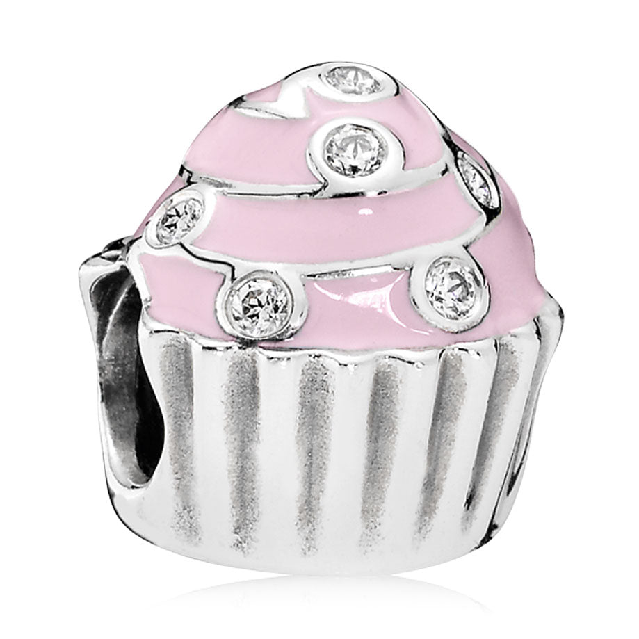 Pandora Sweet Cupcake with Light Pink Enamel & Clear CZ Charm