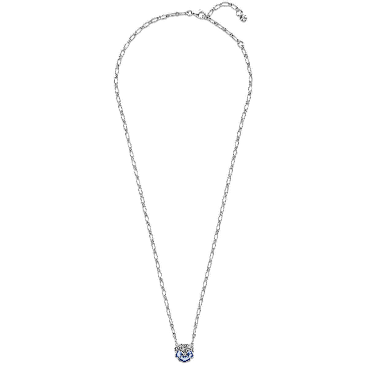 Pandora Blue Pansy Flower Pendant Necklace