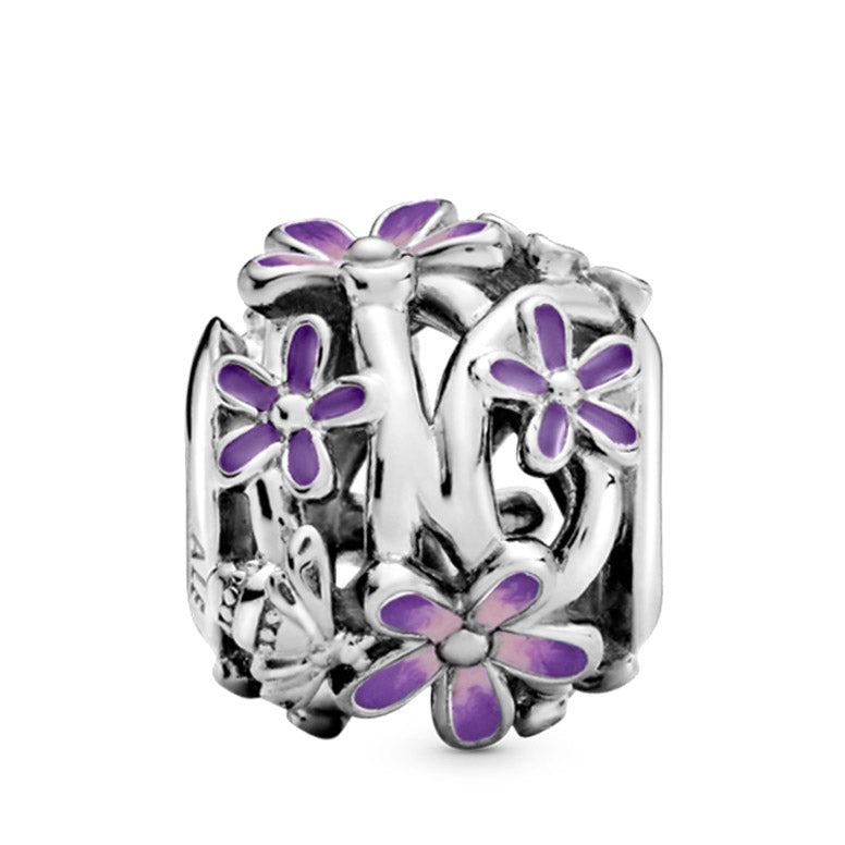 Pandora Openwork Purple Daisy Charm Pancharmbracelets
