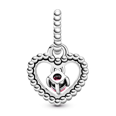 Pandora July Blazing Red Beaded Heart Dangle Charm