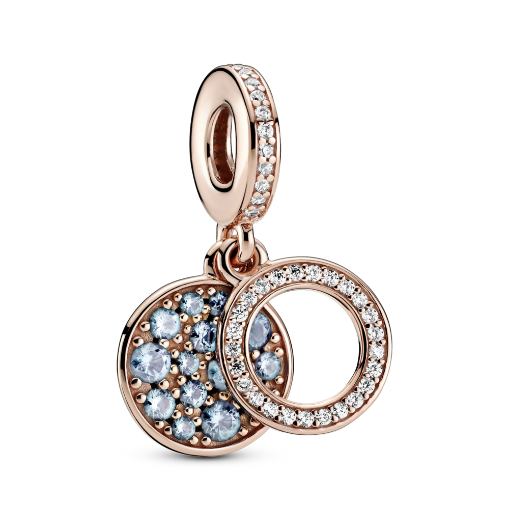 Sparkling Light Blue Disc Double Dangle Charm