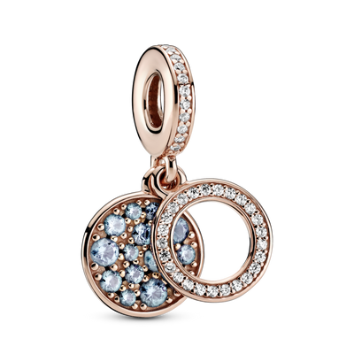 Sparkling Light Blue Disc Double Dangle Charm