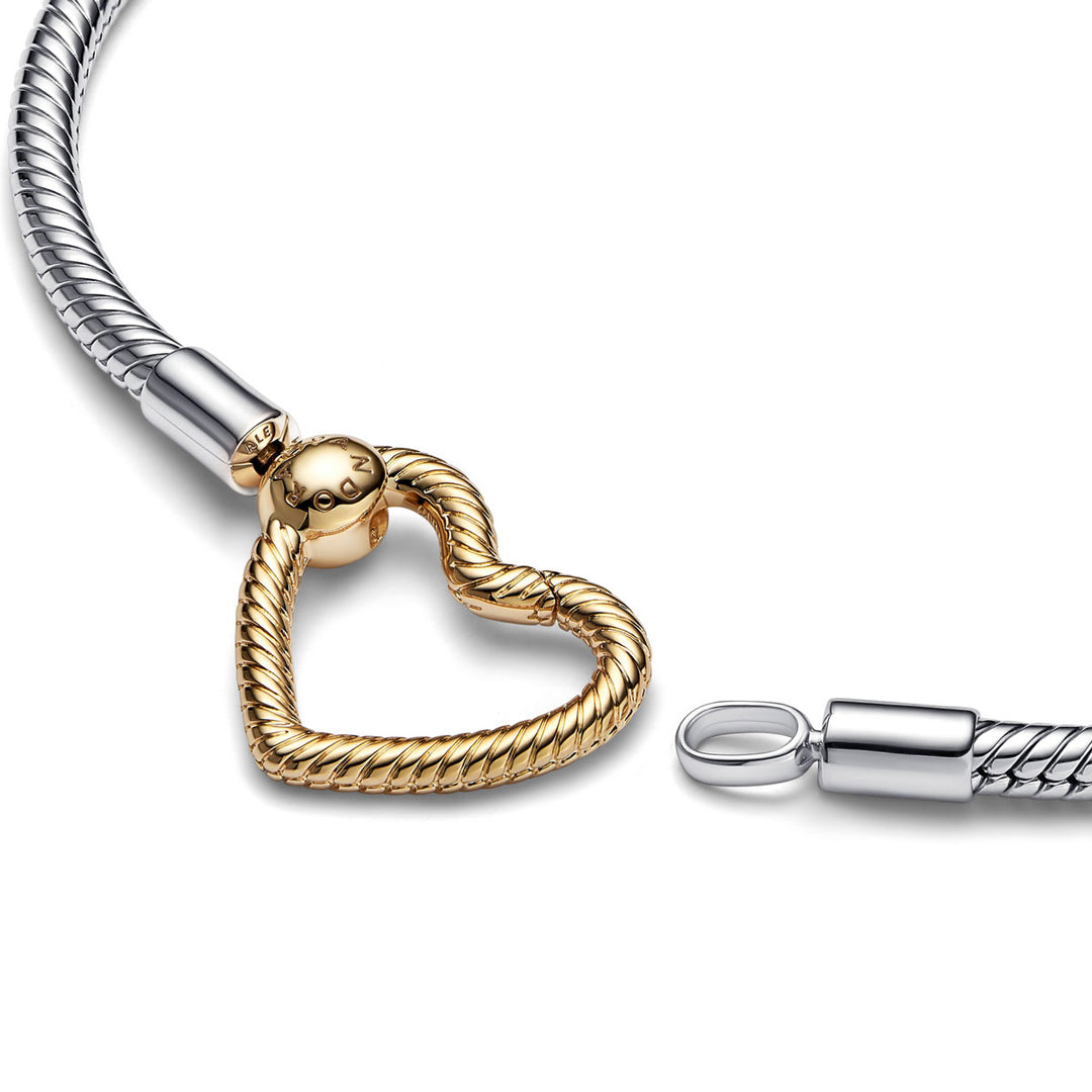 Pandora Moments Open Heart Closure Snake Chain Bracelet