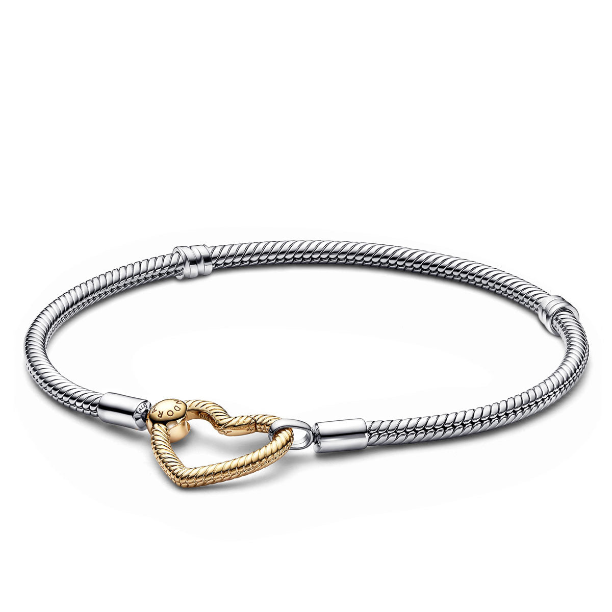 Pandora Moments Open Heart Closure Snake Chain Bracelet