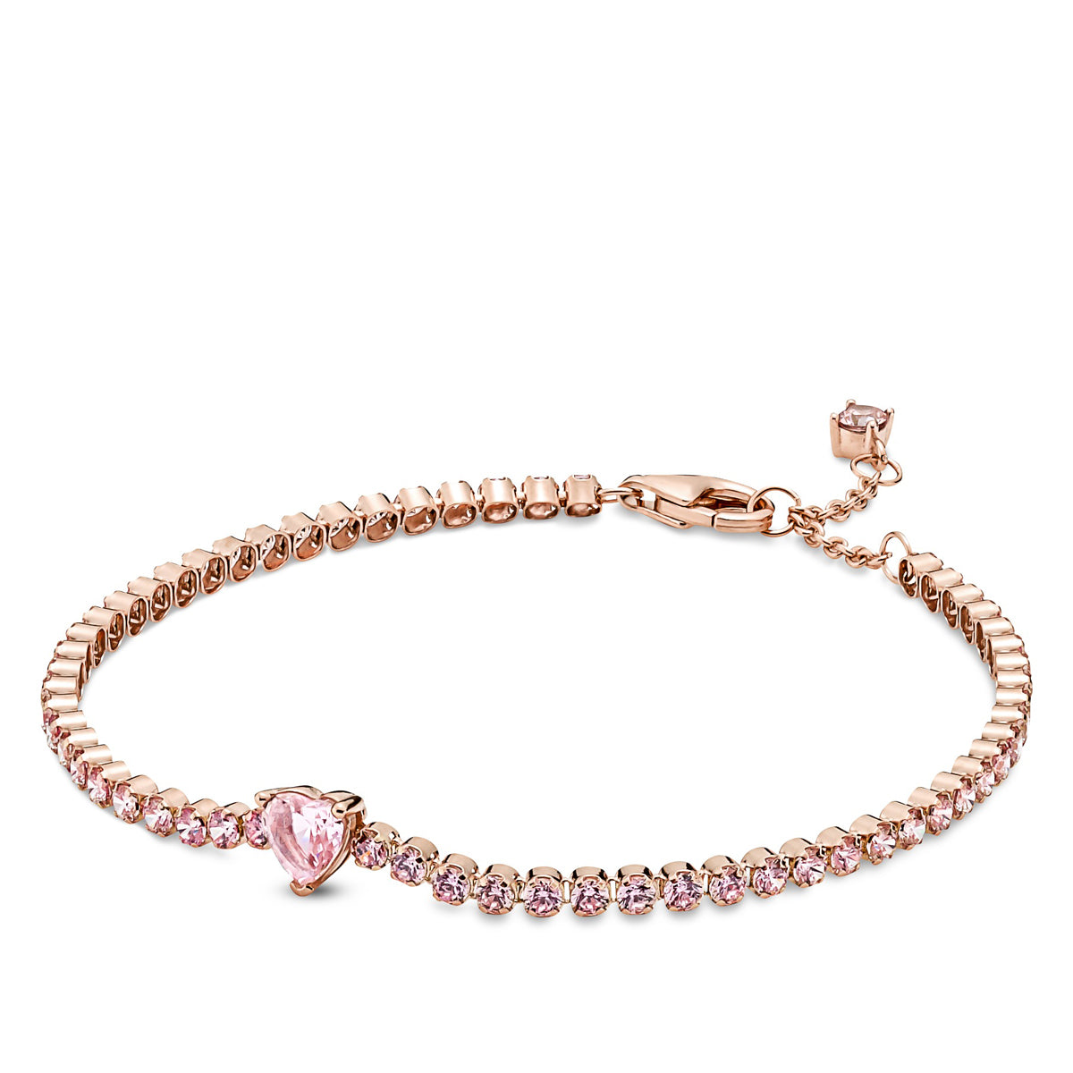 Pandora Sparkling Pink Heart Tennis Bracelet