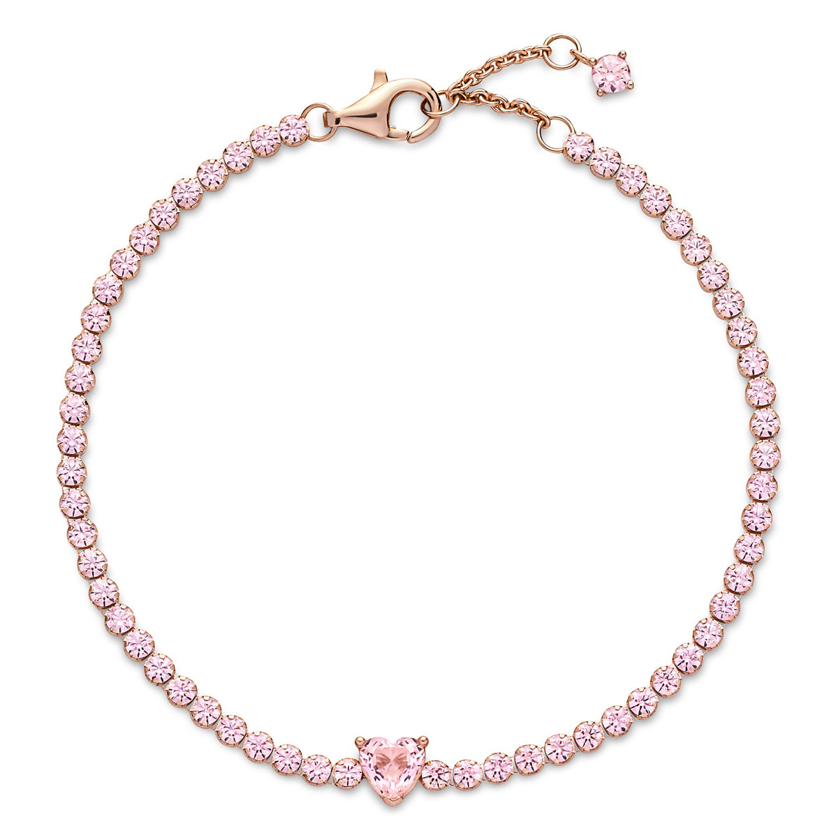 Pandora Sparkling Pink Heart Tennis Bracelet
