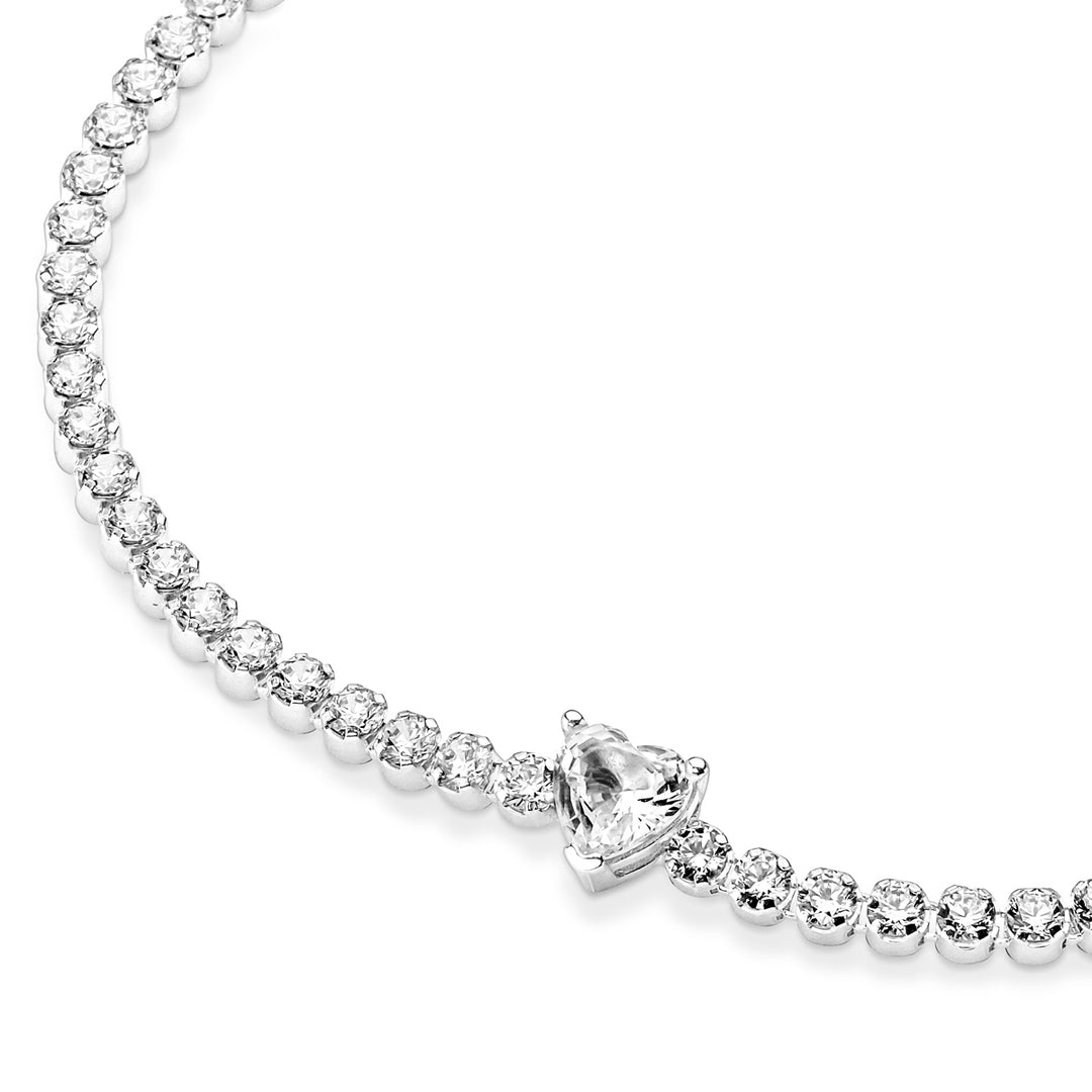 Pandora Sparkling Clear Heart Tennis Bracelet – Pancharmbracelets