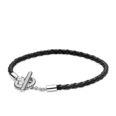 Pandora Braided Leather T-bar Moments Bracelet