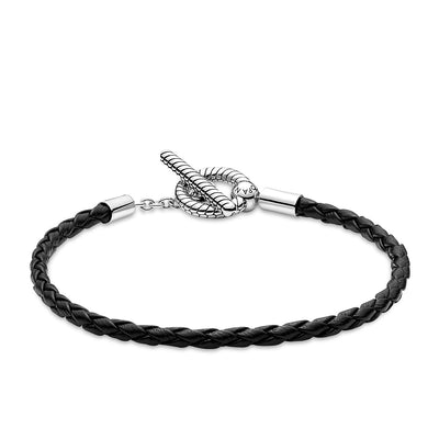 Pandora Braided Leather T-bar Moments Bracelet