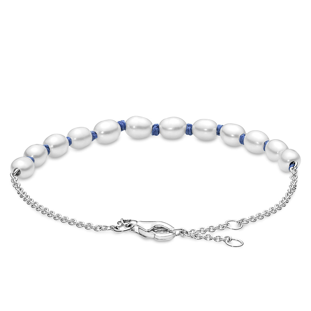 Pandora Freshwater Cultured Pearl Blue Cord Chain Bracelet