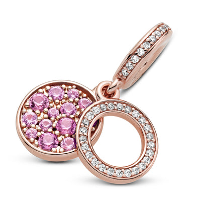 Pandora Sparkling Pink Disc Double Dangle Charm