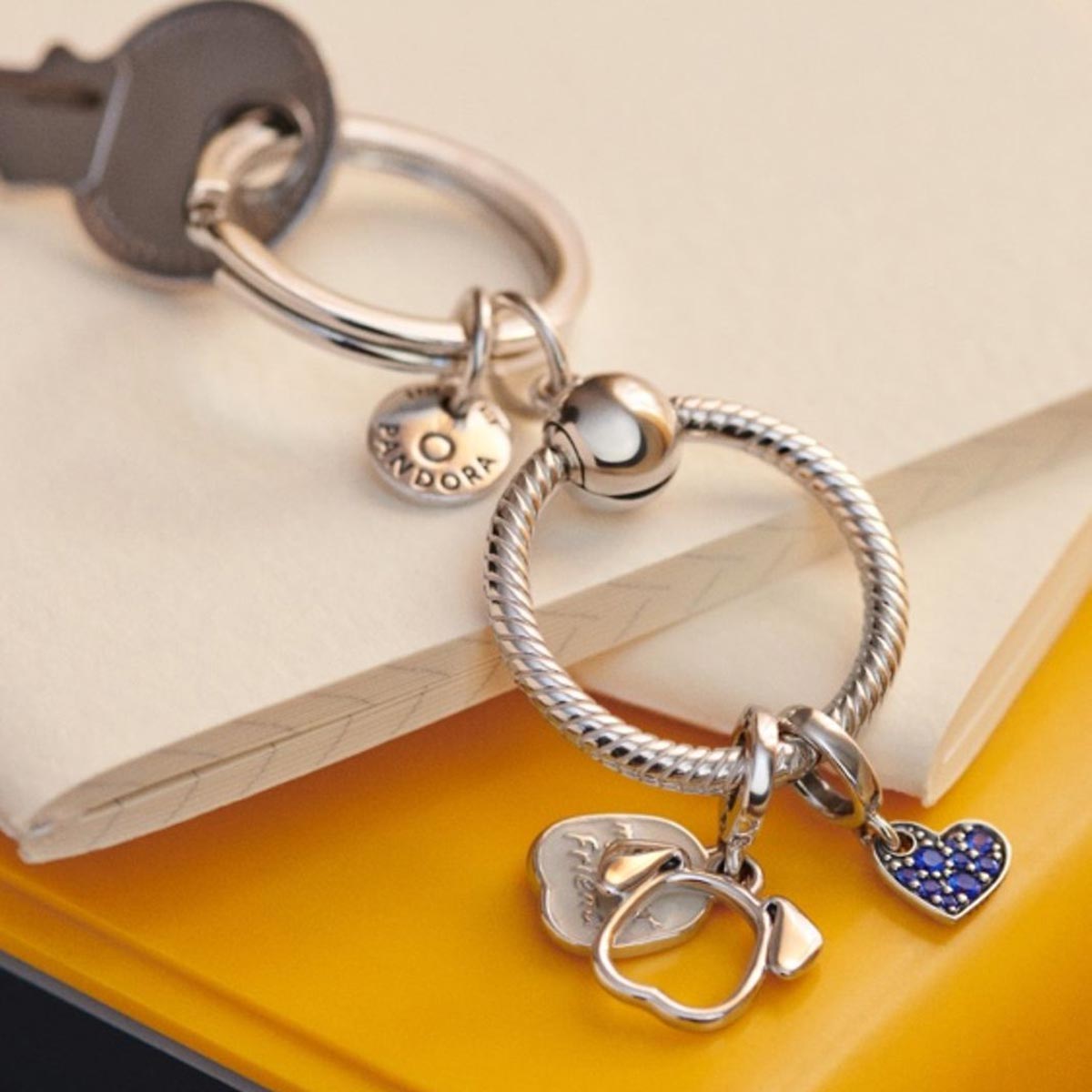 Pandora Moments Charm Key Ring, Sterling silver