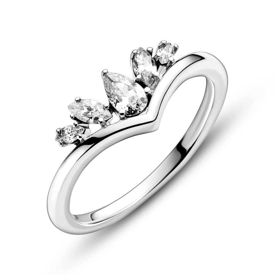 Pandora Sparkling Pear & Marquise Wishbone Ring