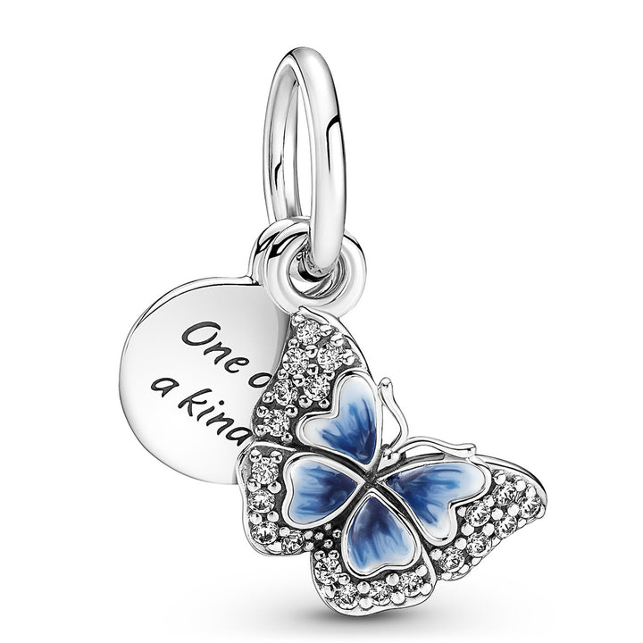 Pandora Blue Butterfly Quote Double Dangle Charm – Pancharmbracelets