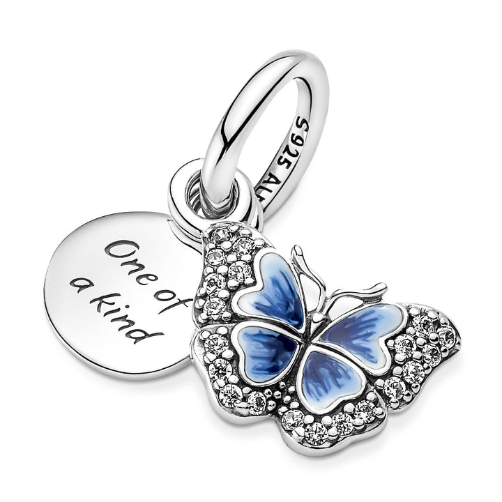 Pandora Blue Butterfly Quote Double Dangle Charm – Pancharmbracelets