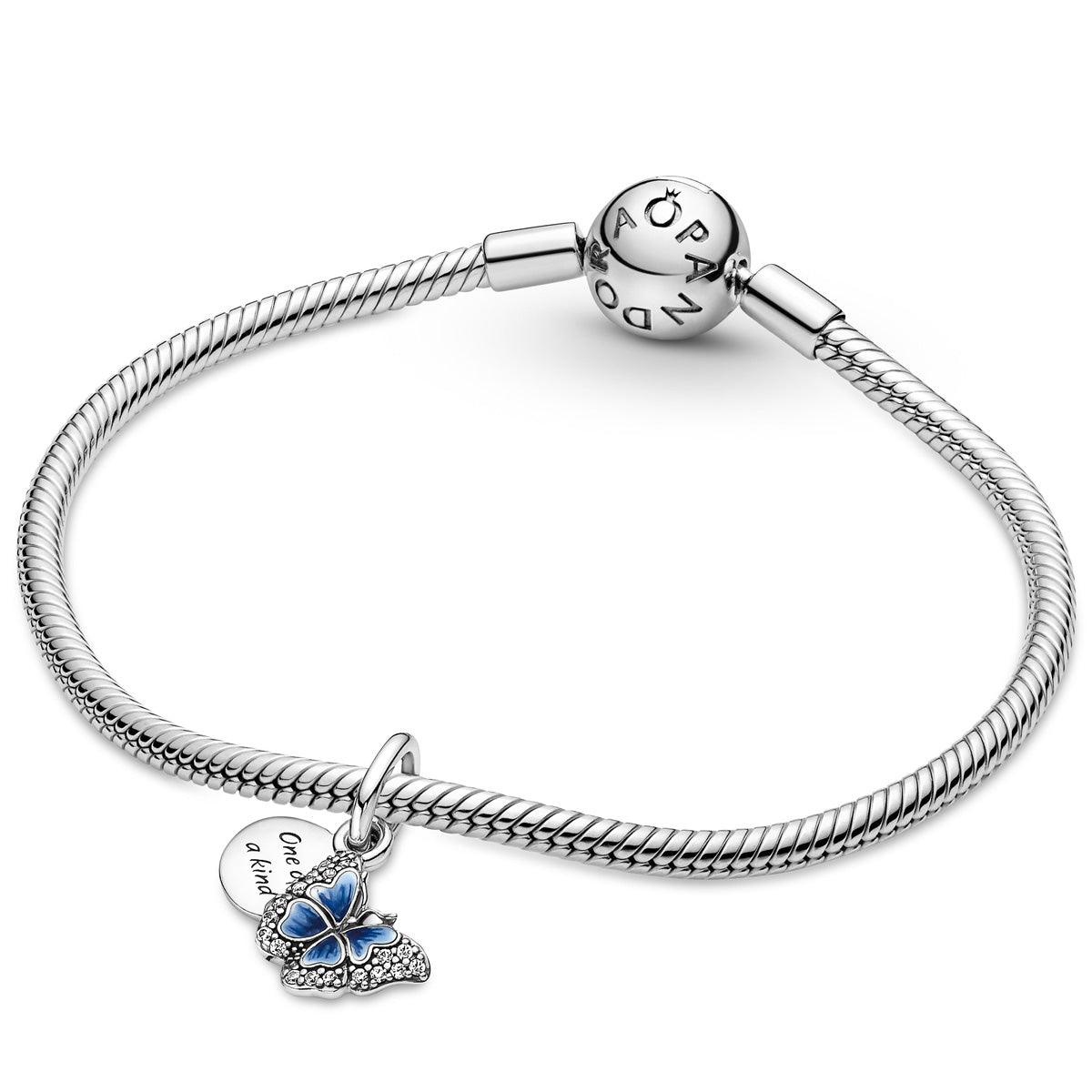 Pandora Blue Butterfly & Quote Double Dangle Charm
