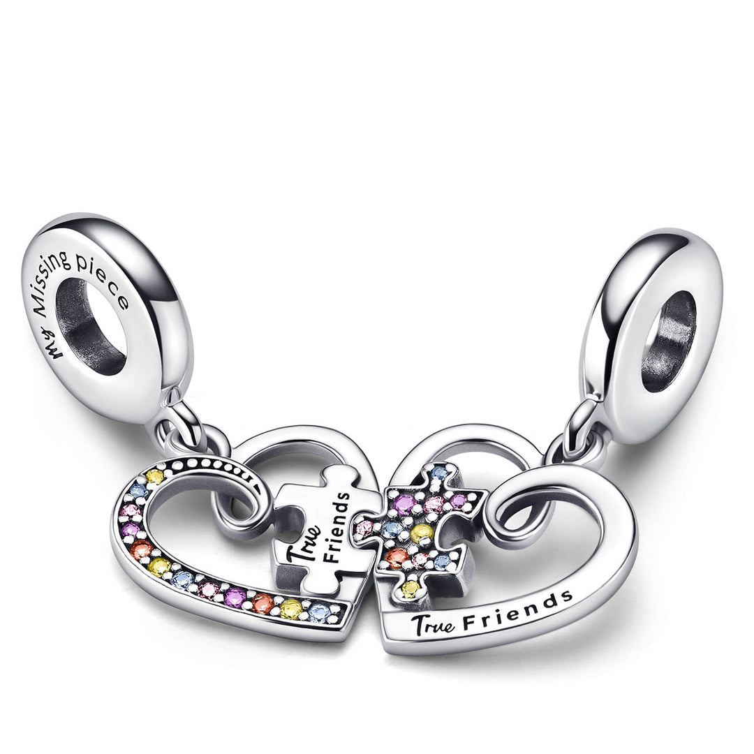 Pandora Puzzle Piece Hearts Splittable Friendship Dangle Charm