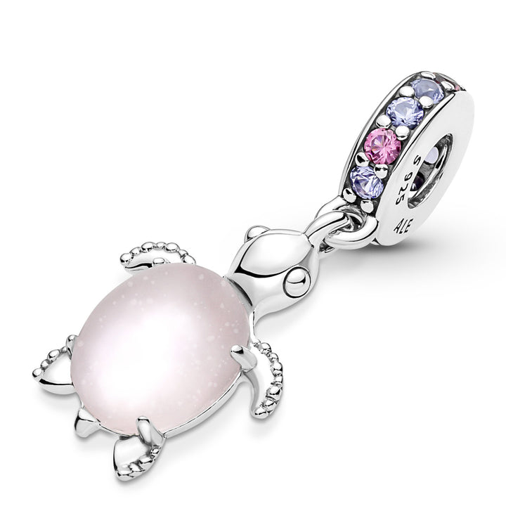 Pandora Pink Sea Turtle Murano Glass Dangle Charm Pancharmbracelets