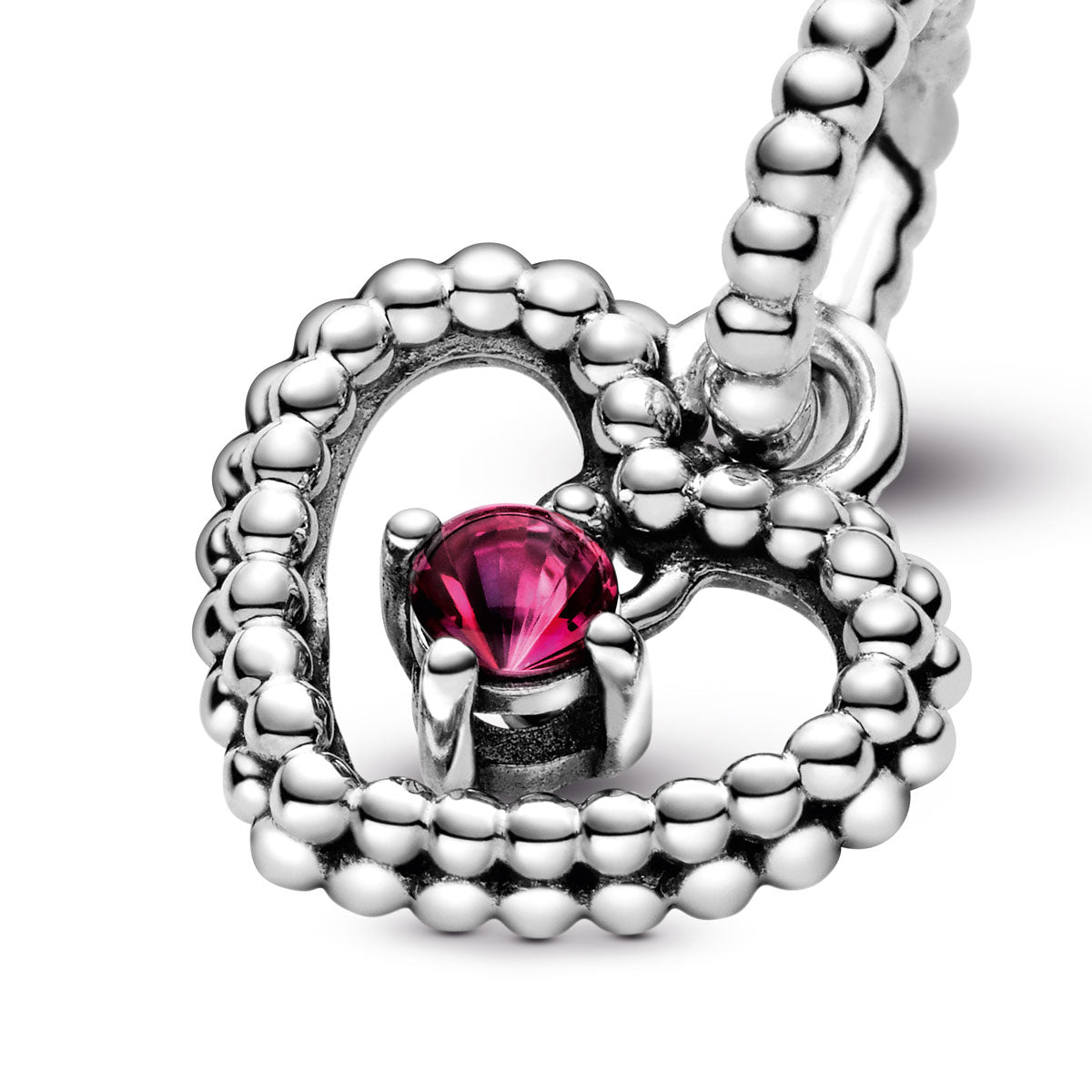 Pandora July Blazing Red Beaded Heart Dangle Charm
