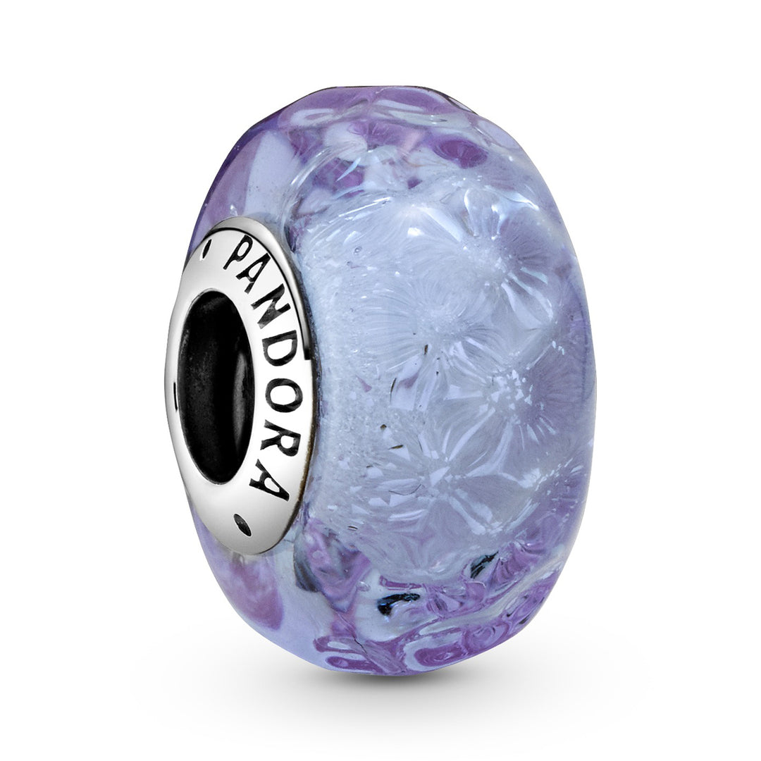 PANDORA ガラス ビーズ Purple Faceted Glass Authentic Pandora Purple Faceted Murano Glass Charm Sterling