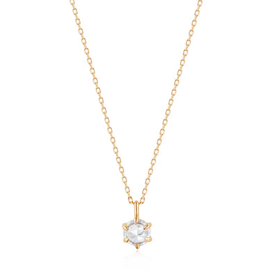 MARILYN | Rose Cut White Sapphire Solitaire Necklace