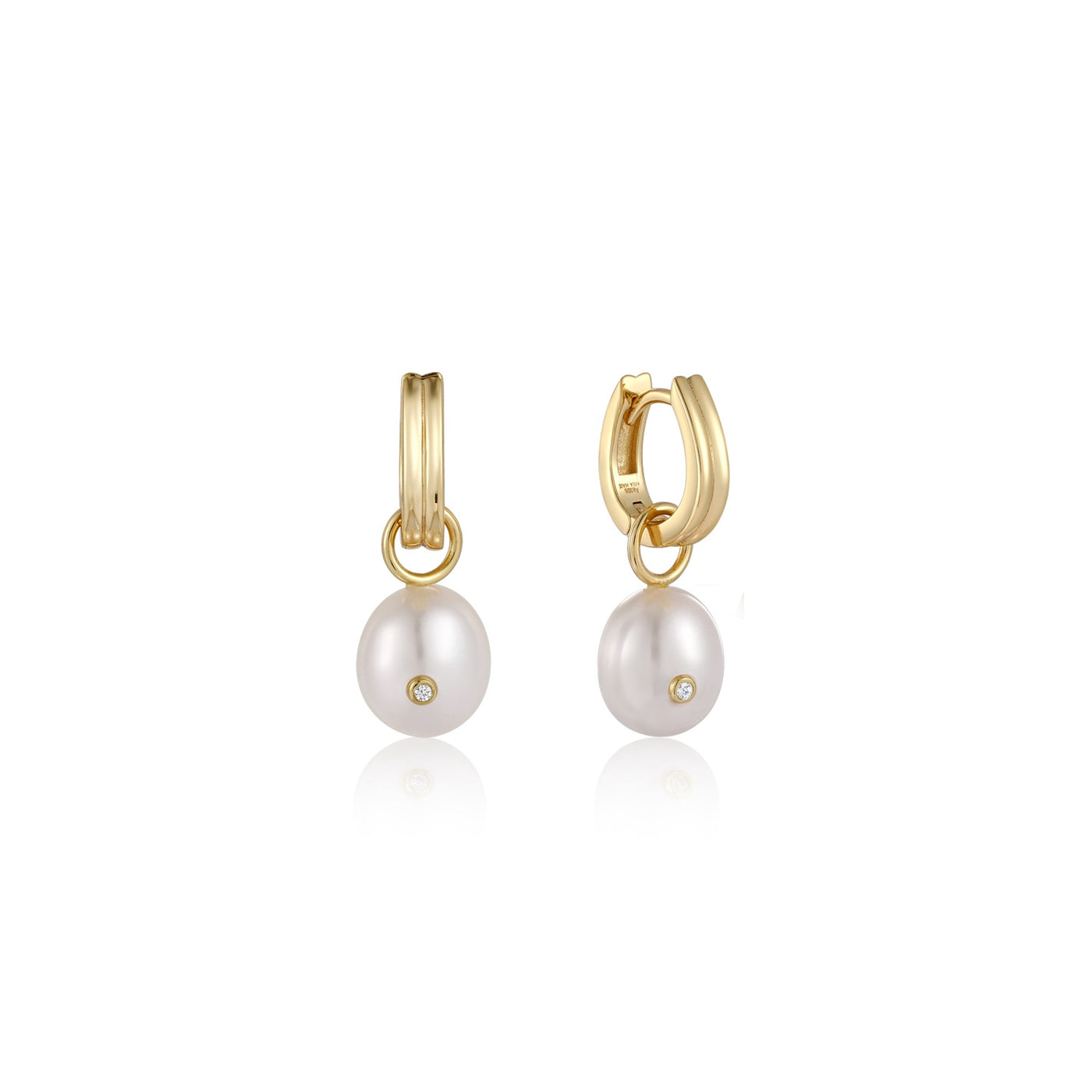 Pearl Power - Pearl Drop Sparkle Huggie Hoop Earrings