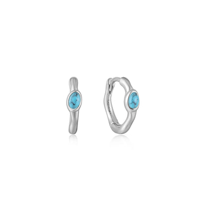 Making Waves - Turquoise Wave Huggie Hoop Earrings