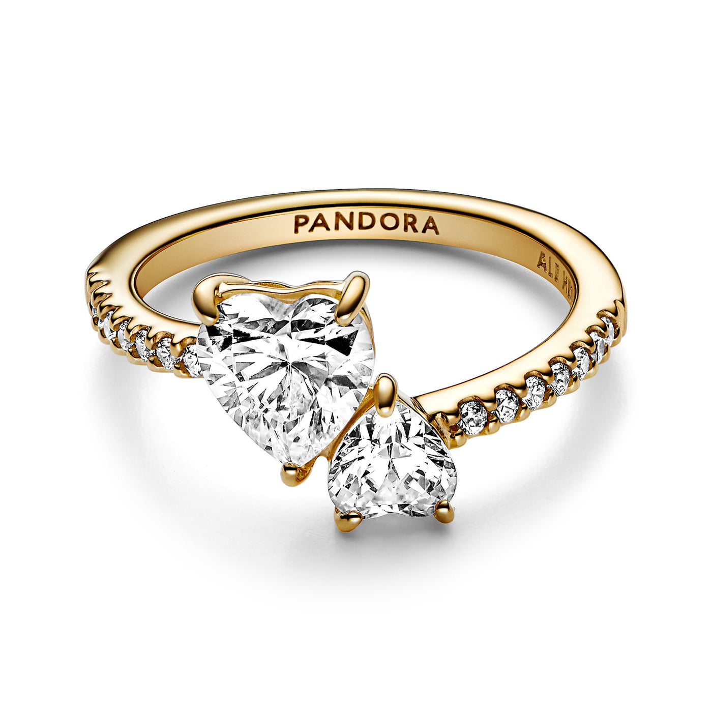 Hedar Rind Pandora Double Heart Sparkling Ring – Pancharmbracelets