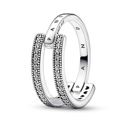 Pandora Signature Logo & Pavé Double Band Ring