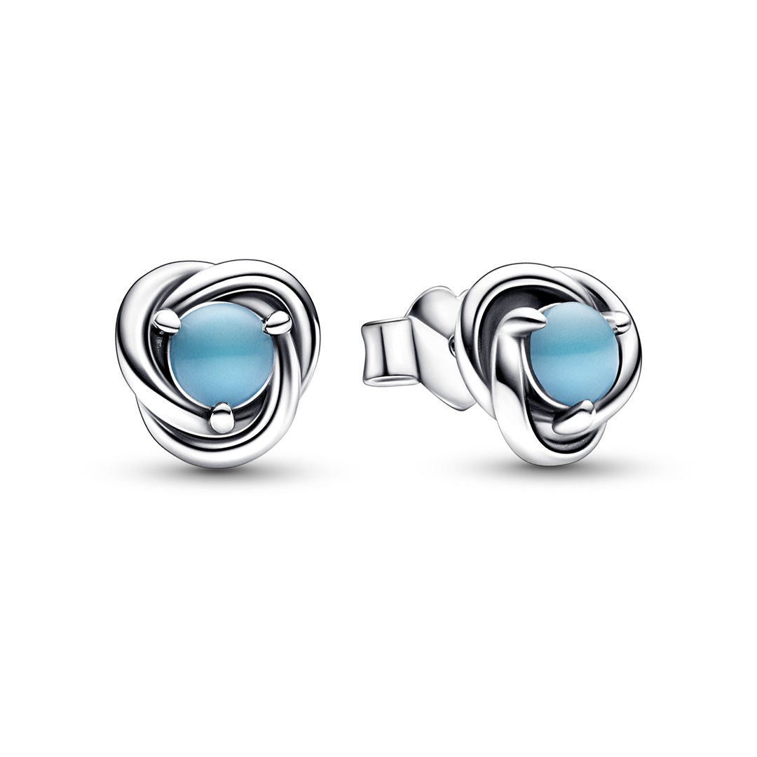 Pandora Turquoise Blue Eternity Circle Stud Earrings