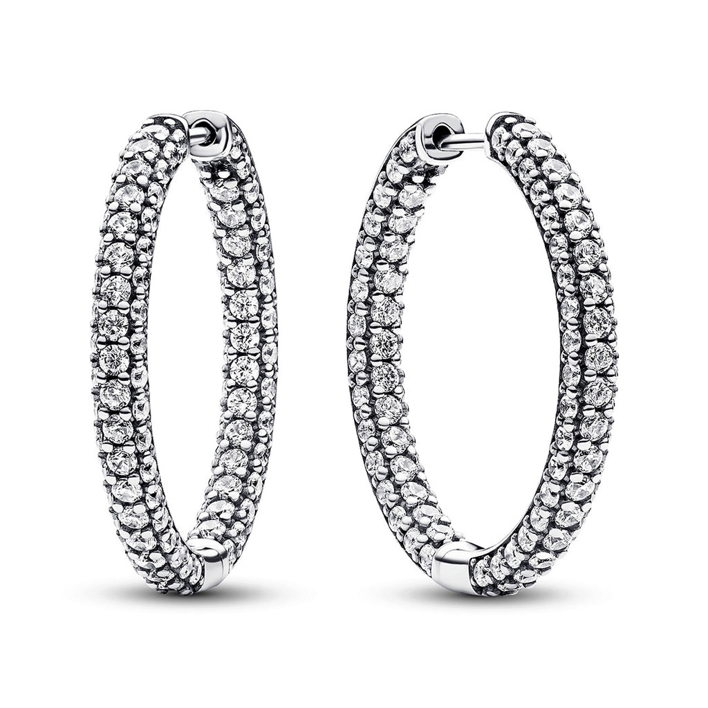 【HYERES LOR】24FW★ Claw SIL Half Pave One-Touch Earrings S HYERES LOR】24FW☆ Claw Silver Half Pave Hoop Earrings