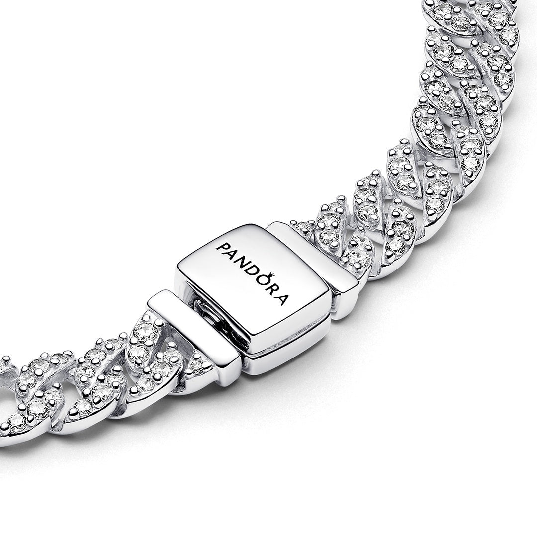 Pandora sterling silver bracelet with factory diamonds