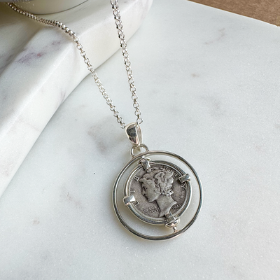 1944 Liberty Dime on Rolo Chain Necklace