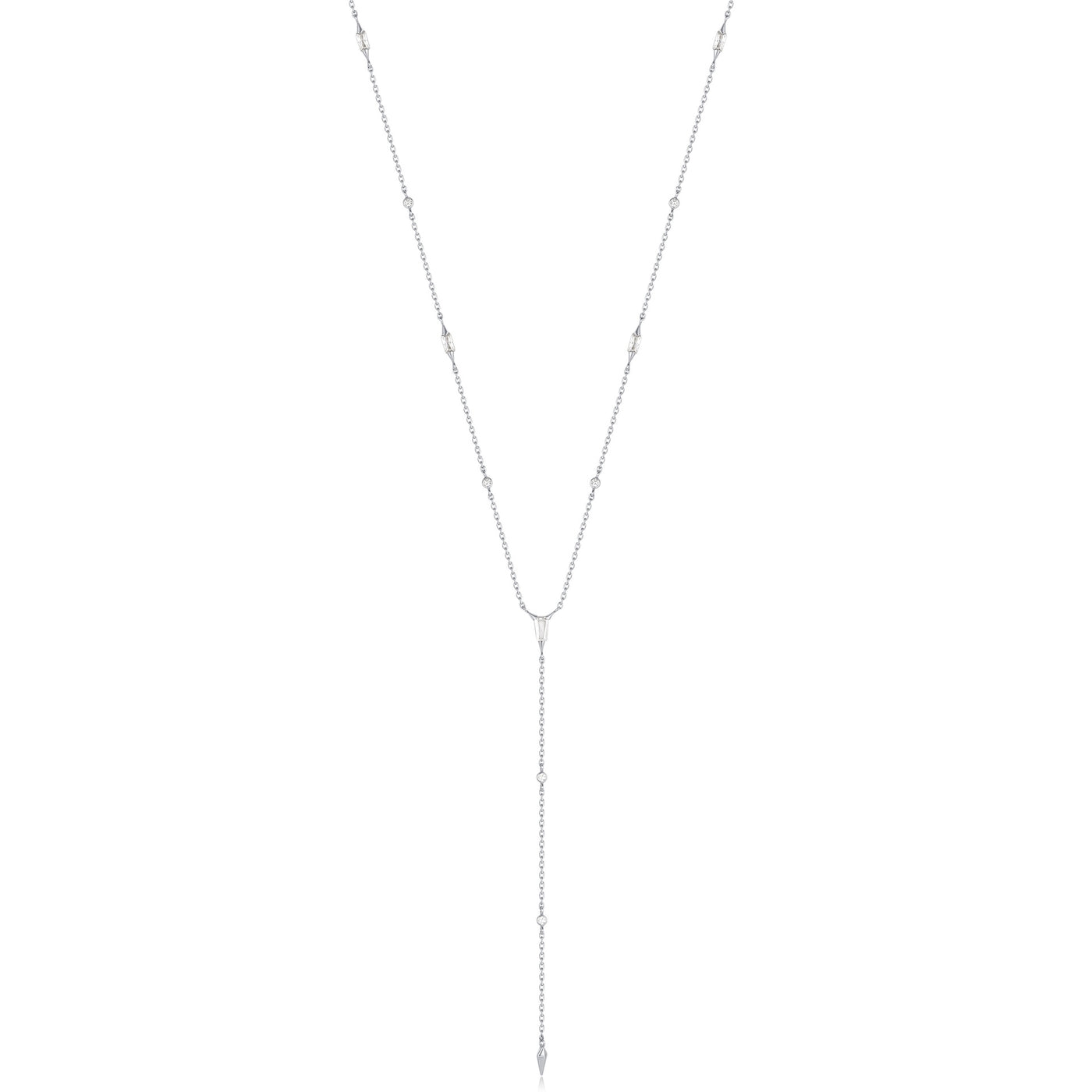 Polished Punk - Silver Sparkle Point Y Necklace