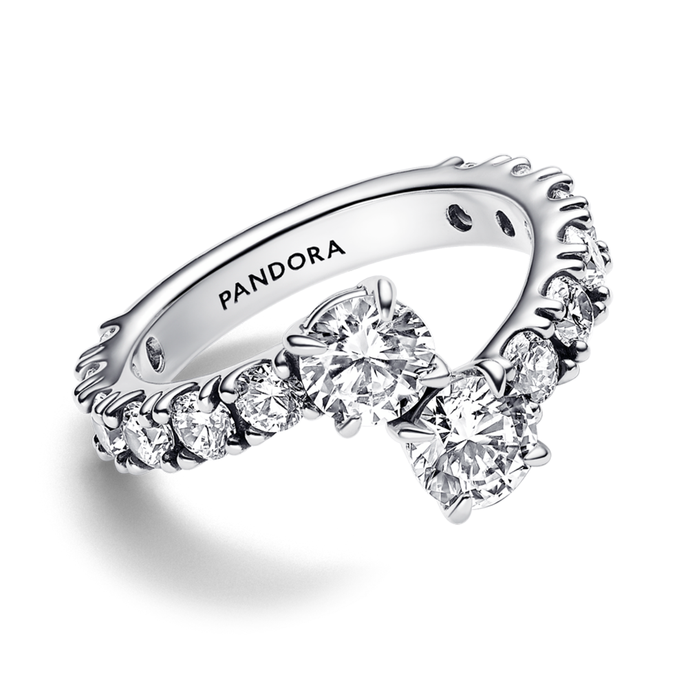 Pandora Sparkling Overlapping Band Ring