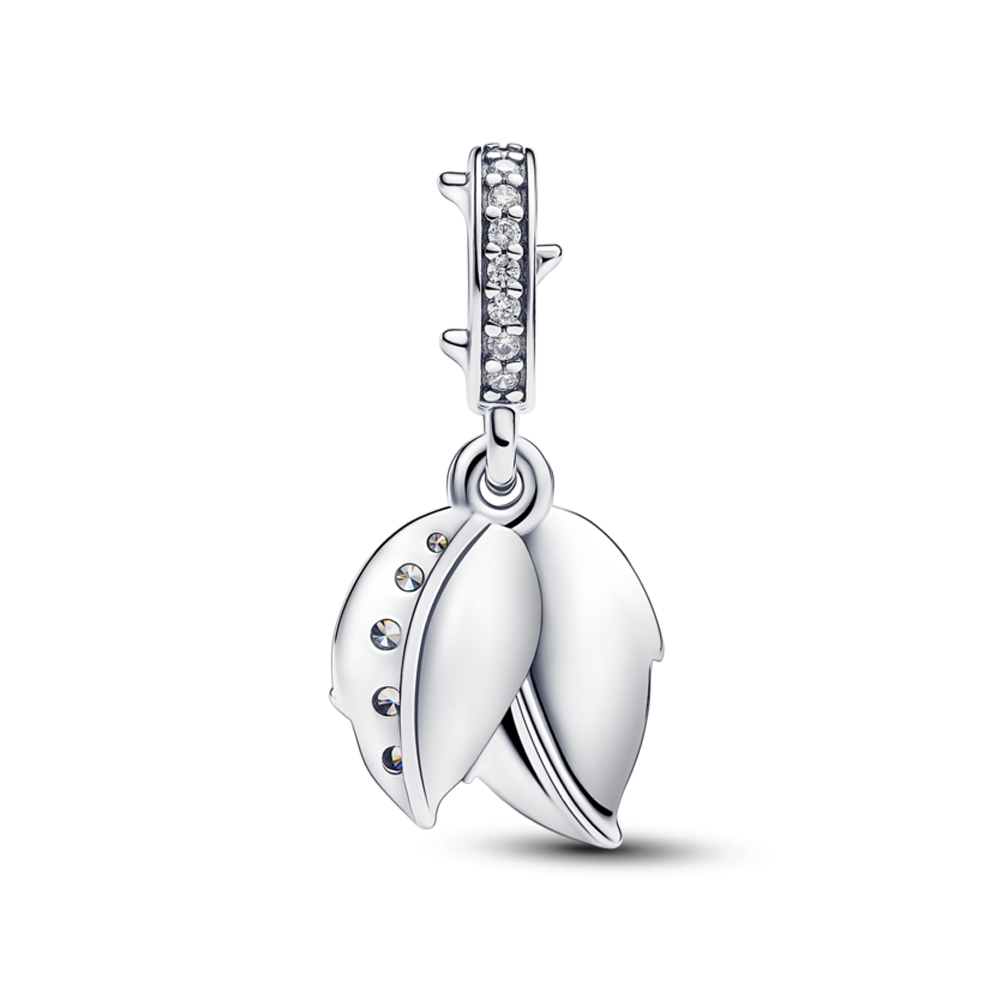 Pandora White Rose in Bloom Double Dangle Charm – Pancharmbracelets