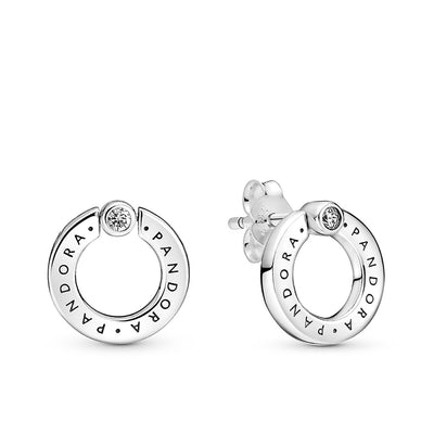Pandora Pavé & Logo Circle Reversible Stud Earrings