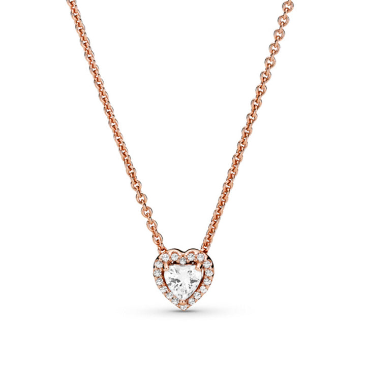 PANDORA Elevated Heart Necklace シルバー Amazon.com: Pandora Jewelry Elevated Heart Cubic Zirconia Necklace